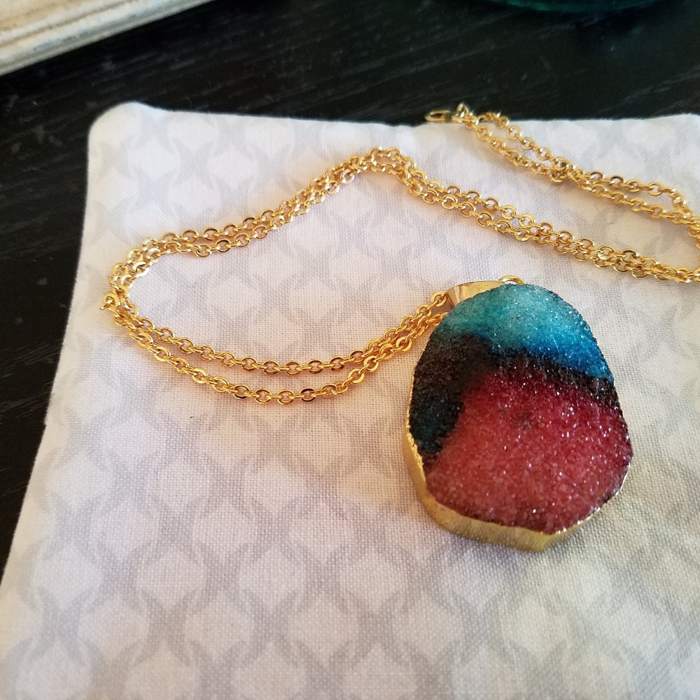 Multicolored Druzy Necklace